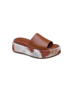 Bruno Menegatti Mandy Slide Flatform Leather Sandal- TAN/TIE DYE
