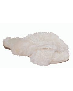 Valentina nuage-fluffy crisscross slide natural flat slippers