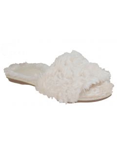 Valentina belle-fluffy slide natural sequins flat slippers