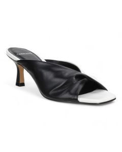 Carrano Sage Slide Leather Sandal-Black White