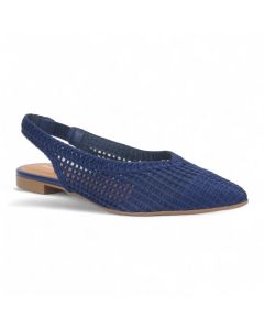 Bruno Menegatti Sandra Crochet Flat Slingbacks - Navy