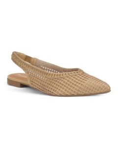 Bruno Menegatti Sandra Crochet Flat Slingbacks - Pecan