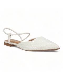 Bruno Menegatti Chantel Embellished Flats - Off White