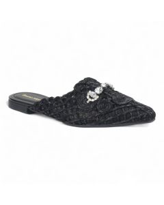 Bruno Menegatti Athina Woven Crochet Mule - Black