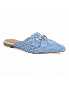 Bruno Menegatti Athina Woven Crochet Mule - Blue