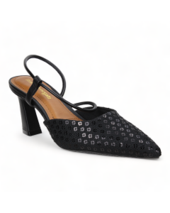 Bruno Menegatti Chantel Embellished Sling back - Black