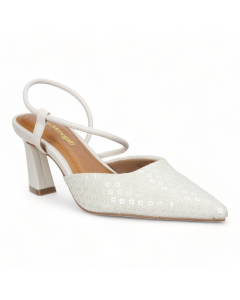 Bruno Menegatti Chantel Embellished Sling back - Off White