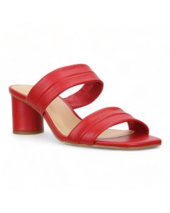 Bruno Menegatti Victoria Leather Slide Sandal - Red Leather Heel