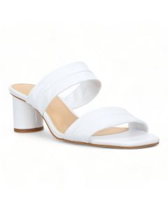 Bruno Menegatti Victoria Leather Slide Sandal - White Leather Heel