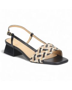 Bruno Menegatti Kimberly Leather Slingback Sandals - Black OffWhite Nude