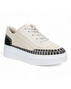 Love Rio Avery Embossed Sneakers - Off White/Black