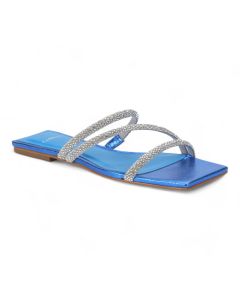 Carrano Sue Dress Flat Sandal Metallic Leather - Blue