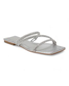 Carrano Sue Dress Flat Sandal Metallic Leather - Silver